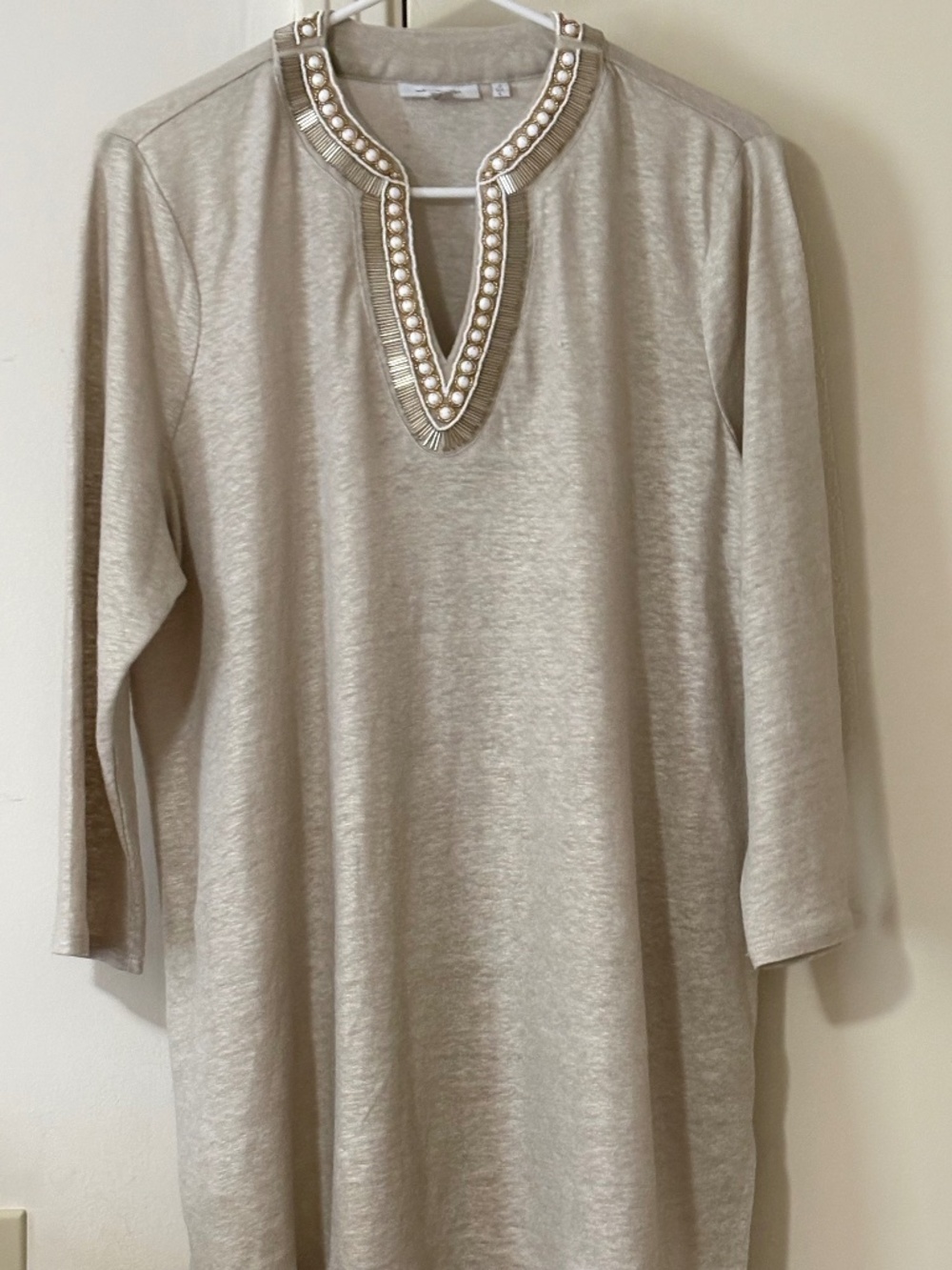 Chico's Embellished tunic top, size 2, 3/4 sleeve